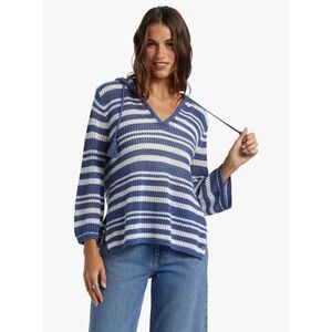 ROXY AFTER BEACH BREAK STRIPE V-NECK SWEATER WOMENS